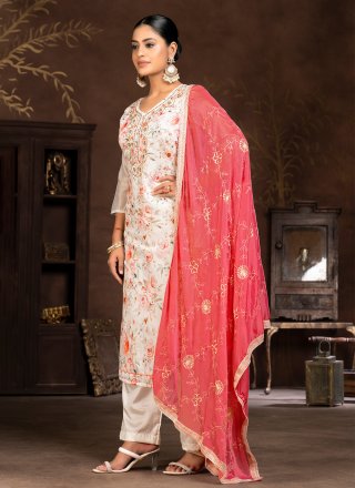 Organza Salwar Suit In Cream