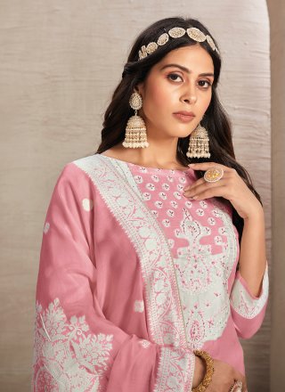 Organza Salwar Suit In Pink