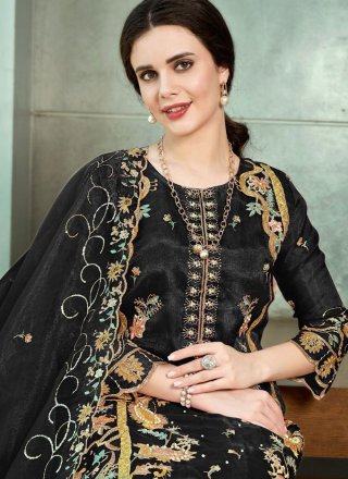 Organza Salwar Suit with Embroidered and Moti Work