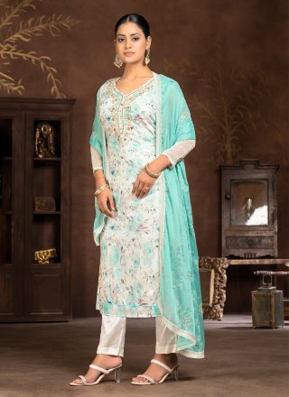 Organza Salwar Suit with Hand and Woven Work