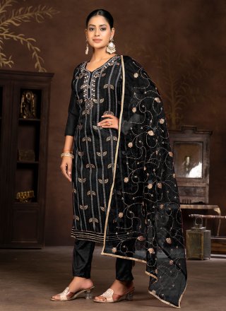 Organza Salwar Suit with Hand and Woven Work