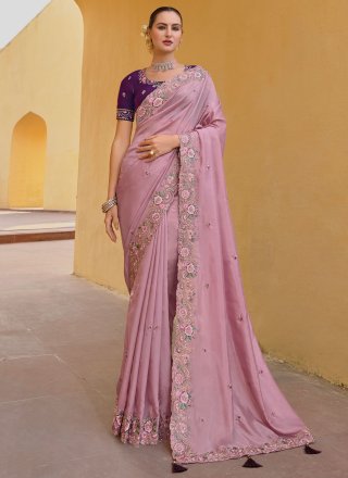 Organza Trendy Saree In Pink