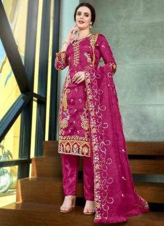 Organza Trendy Suit In Rani