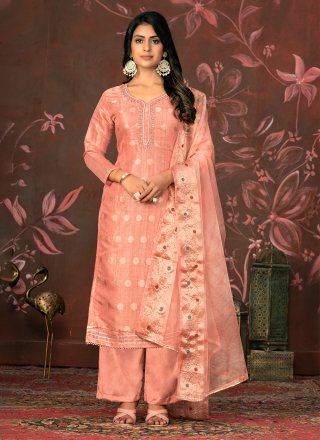Organza Trendy Suit with Hand and Woven Work