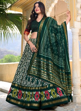 Orphic Green Tussar Silk Lehenga Choli