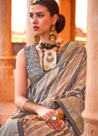 Orphic Multi Colour Viscose Classic Saree with Foil Print Work