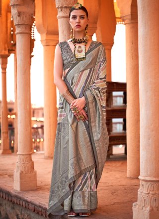 Orphic Multi Colour Viscose Classic Saree with Foil Print Work