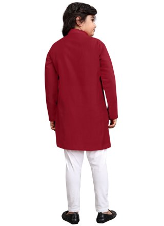 Outstanding Maroon Viscose Kurta Pyjama with Embroidered and Mirror Work