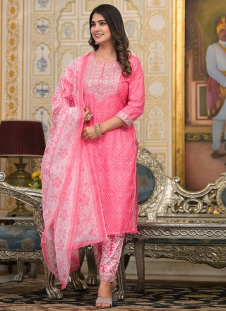 Paramount Pink Cotton Readymade Salwar Suit