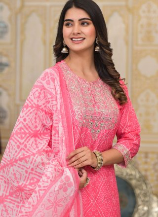 Paramount Pink Cotton Readymade Salwar Suit