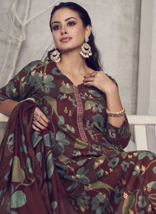 Pashmina Salwar Suit with Digital Print Work