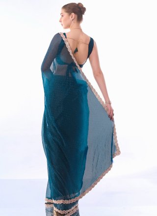 Patch Border, Cut and Stone Work Silk Traditional Saree In Morpeach