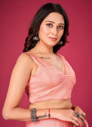 Peach Art Silk Blouse In Plain