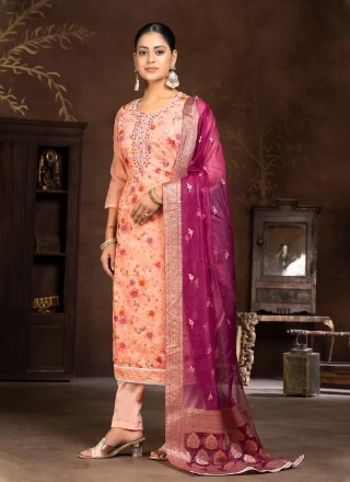 Peach Art Silk Salwar Suit