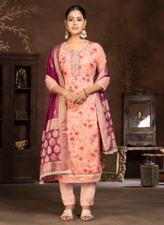 Peach Art Silk Salwar Suit