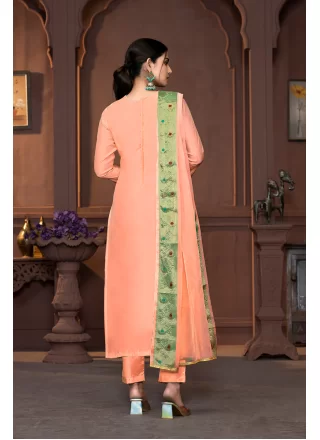 Peach Cotton Salwar Suit