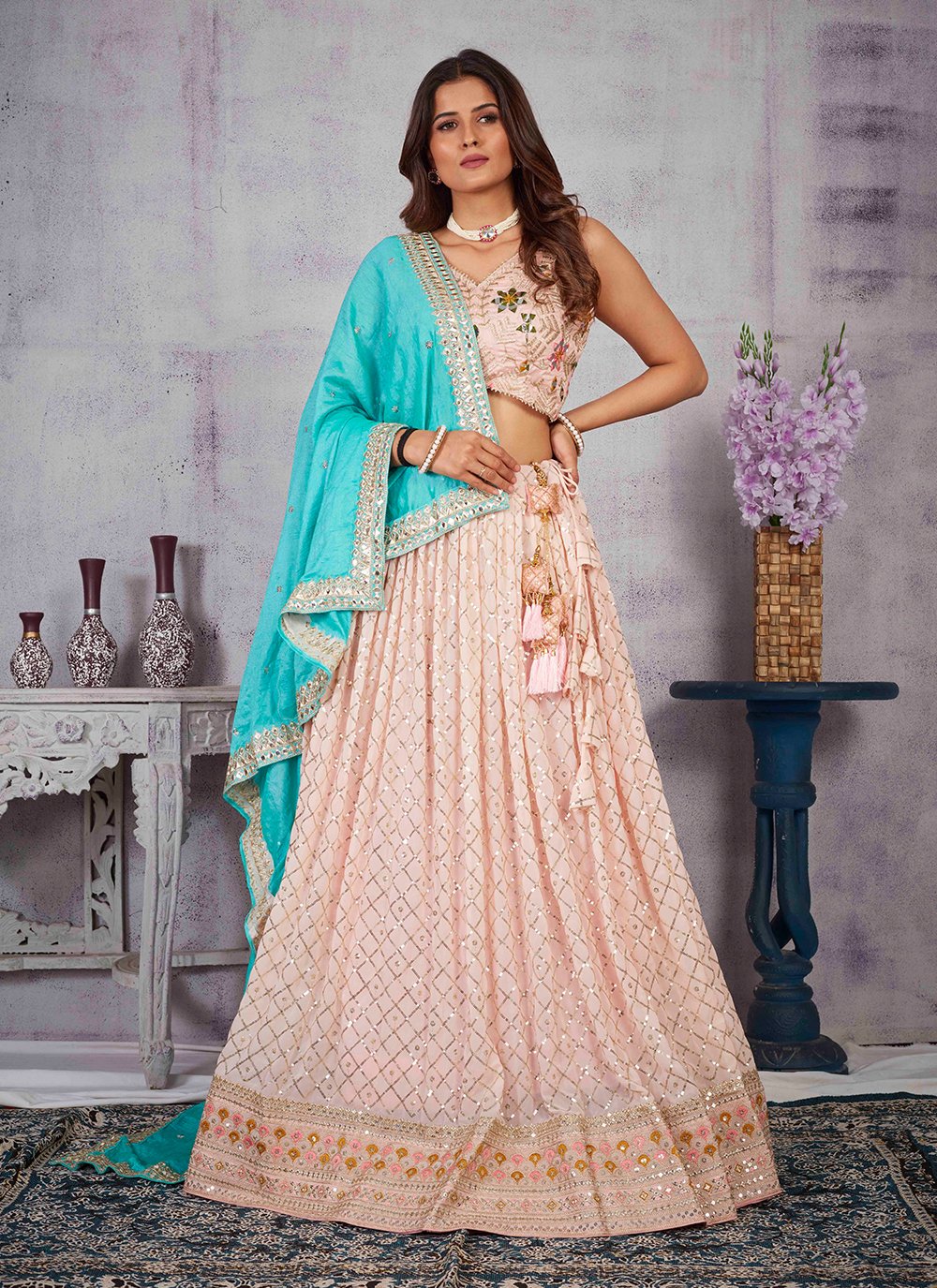 Buy Multi Color Lehenga And Blouse Brocade Woven V Neck Kalidar Bridal Set  For Women by Tarun Tahiliani Online at Aza Fashions.
