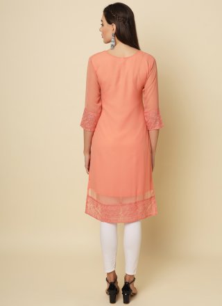 Peach Georgette Party Wear Kurti