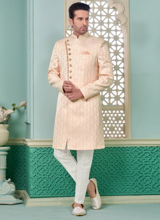 Peach Imported Indo Western with Embroidered Work