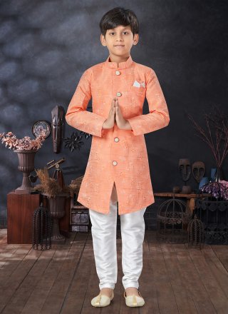 Peach Jacquard Indo Western