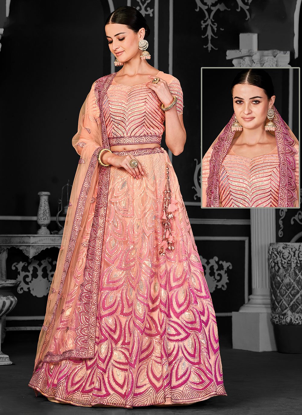 Lehenga choli for outlet mehndi