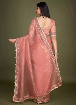 Peach Silk Designer Saree