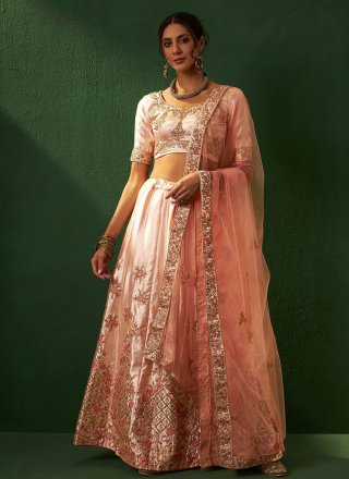 Wedding Machine Peach Color Georgette Lucknowi Lehenga Party Wear Lehenga  Choli at Rs 7299 in Surat