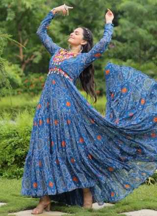 Perfect Blue Faux Georgette Gown