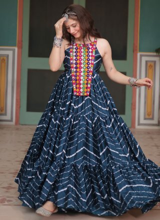 Perfect Teal Rayon Designer Gown