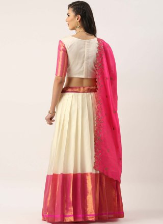 Pink and White Silk Lehenga Choli