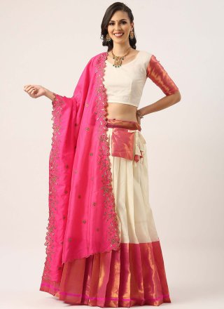 Pink and White Silk Lehenga Choli