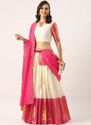 Pink and White Silk Lehenga Choli