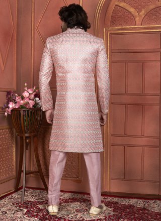Pink Art Silk Embroidered and Hand Work Indo Western