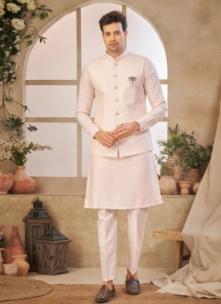 Pink Art Silk Kurta Payjama with Jacket