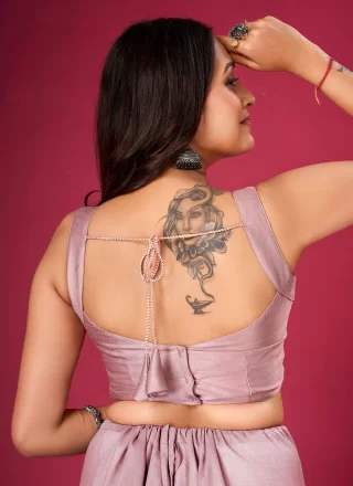 Pink Art Silk Plain Work Designer Blouse for Women