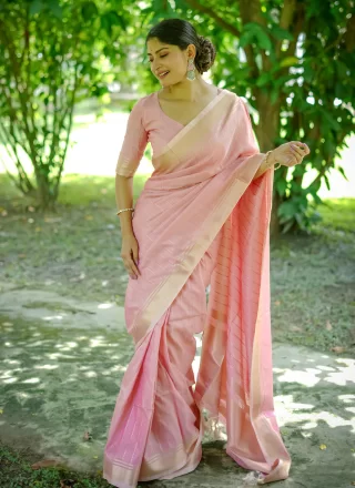 Pink Banarasi Silk Traditional Saree
