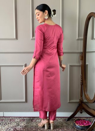 Pink Chanderi Embroidered Work Pant Style Suit for Ceremonial