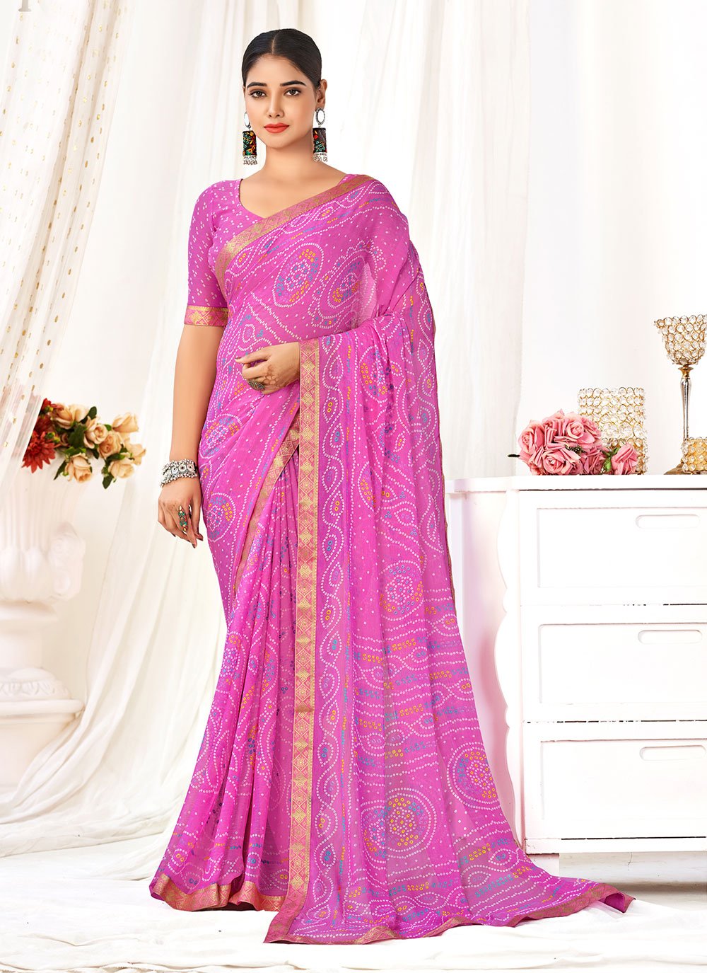 Pink Chiffon Sarees: Buy Latest Designs Online