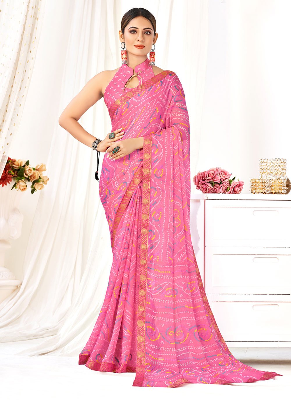 Buy Baby Pink Dual Tone Chiffon Saree online-Karagiri – Karagiri Global