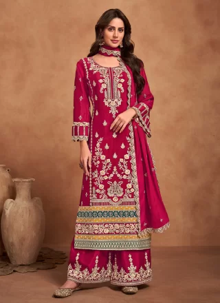 Pink Chinon Readymade Salwar Suit