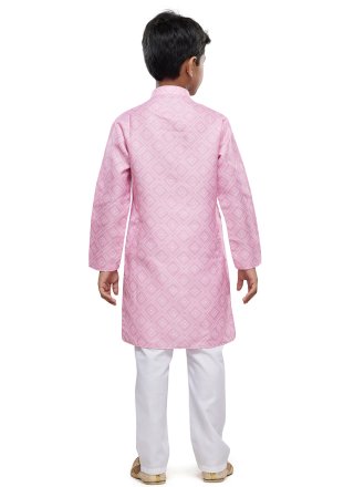 Pink Cotton Digital Print Work Kurta Pyjama