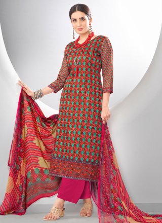 Pink Cotton Digital Print Work Salwar Suit