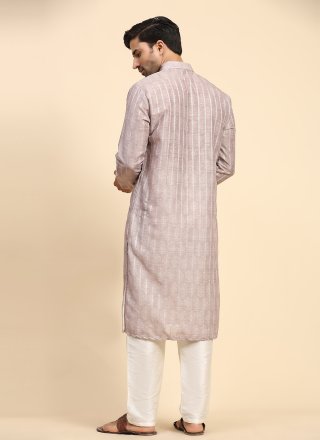Pink Cotton Kurta Pyjama with Digital Print Work