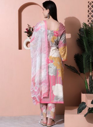Pink Cotton Salwar Suit with Digital Print Work