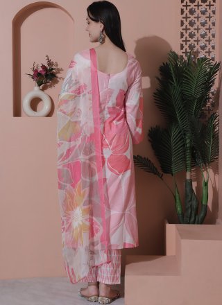 Pink Cotton Salwar Suit with Digital Print Work for Casual