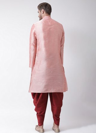 Pink Dupion Silk Angrakha Mens Wear with Embroidered Work