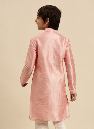 Pink Dupion Silk Embroidered Work Kurta Pyjama