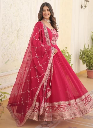 Pink Faux Georgette  Designer Gown