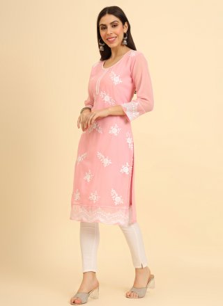 Pink Georgette Designer Kurti