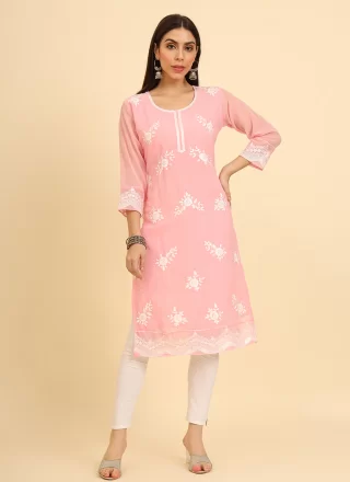 Pink Georgette Designer Kurti